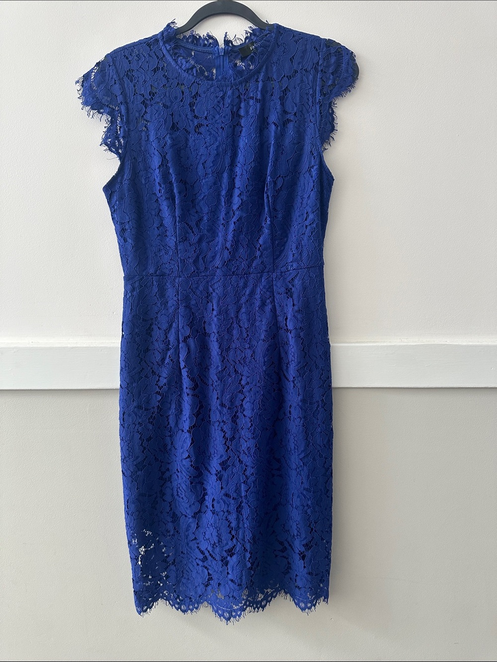 Elegant Royal Blue Lace Sheath Dress - Women's